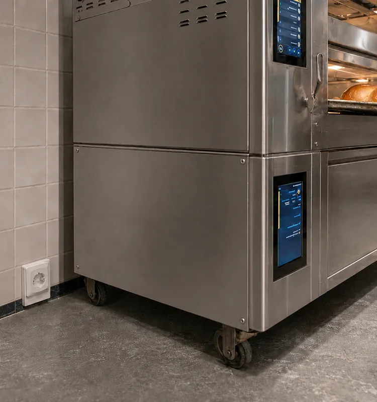 Commercial combi oven in a professional kitchen