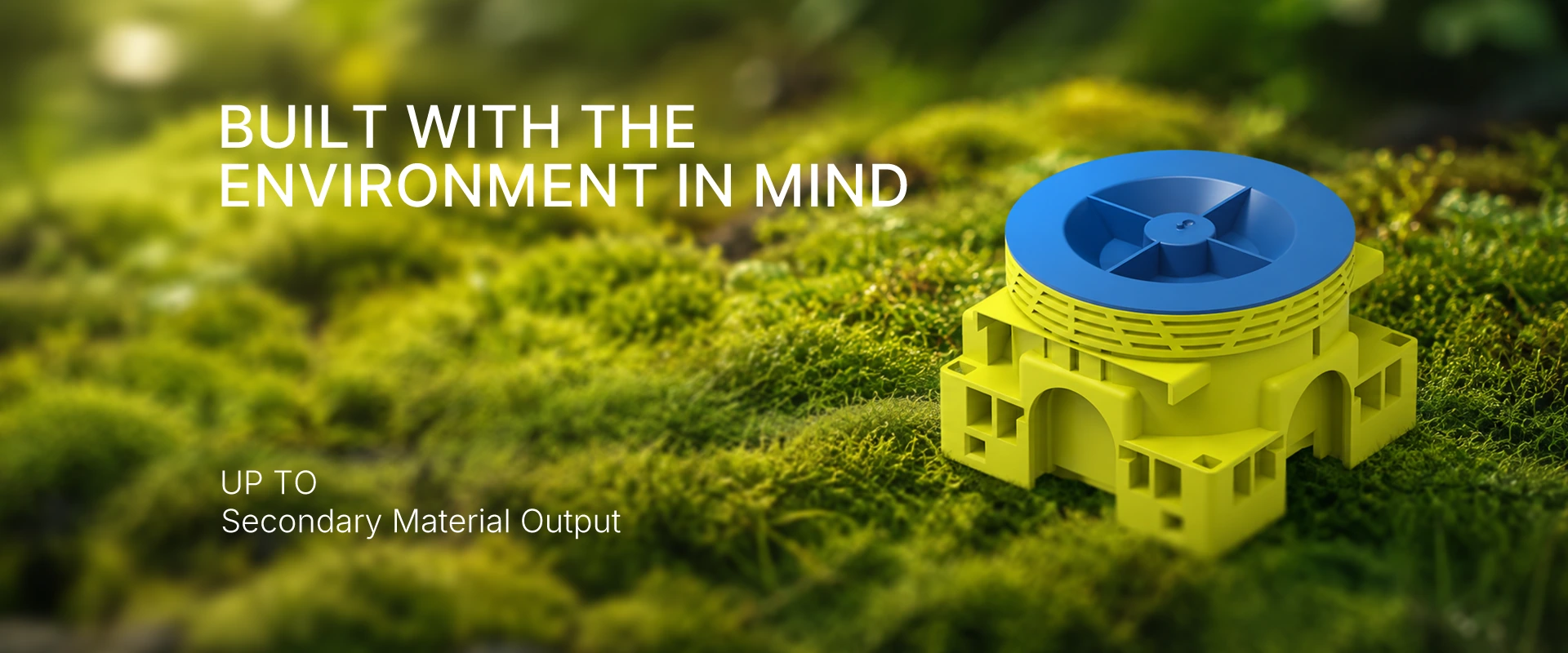Glob-el installation box presented with the environmental claim: up to 77% secondary material output
