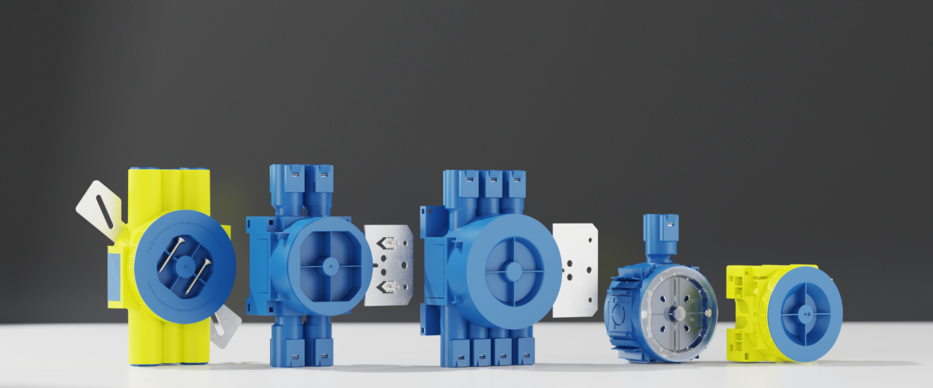 Glob-el wall box system product range with wall boxes, covers, conduit entries and mounting accessories